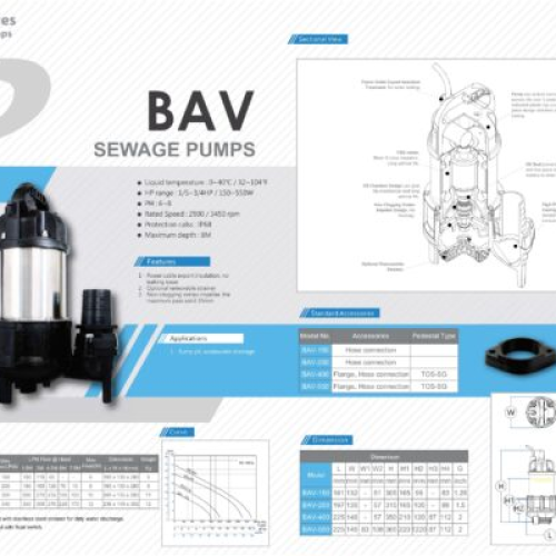 Máy Bơm Chìm Bơm Hố Móng, Bùn Loãng APP BAV Series